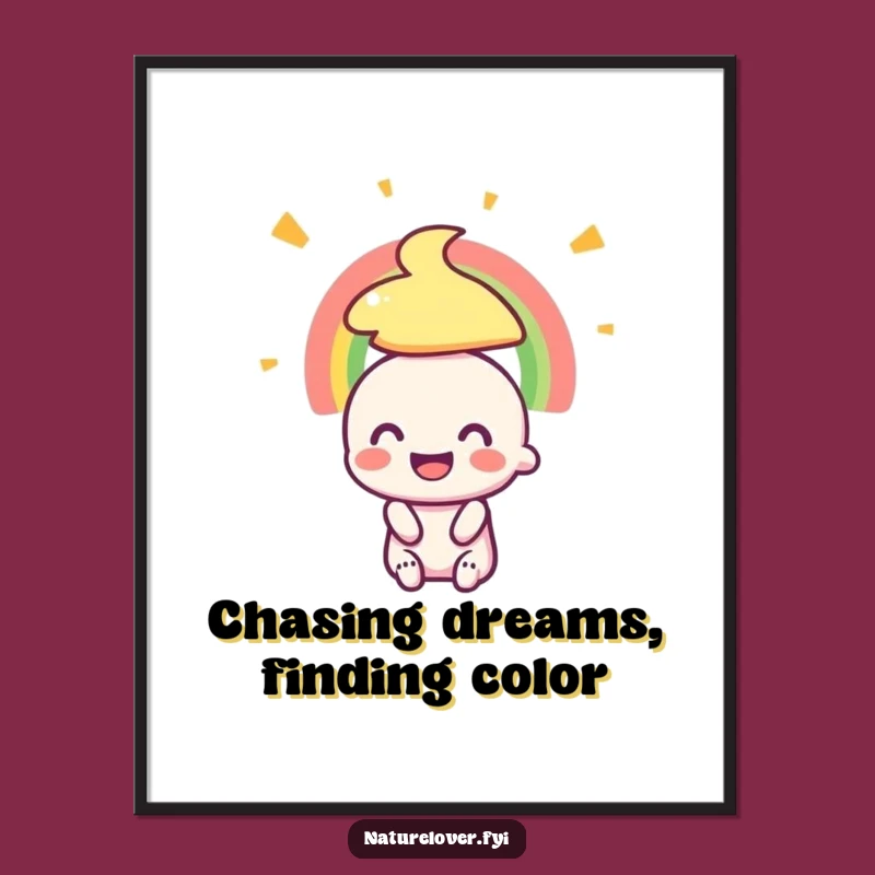 Funny Free Printable Wall Art: Tiny Rainbow Admirer, Cheerful Downloadable Decor