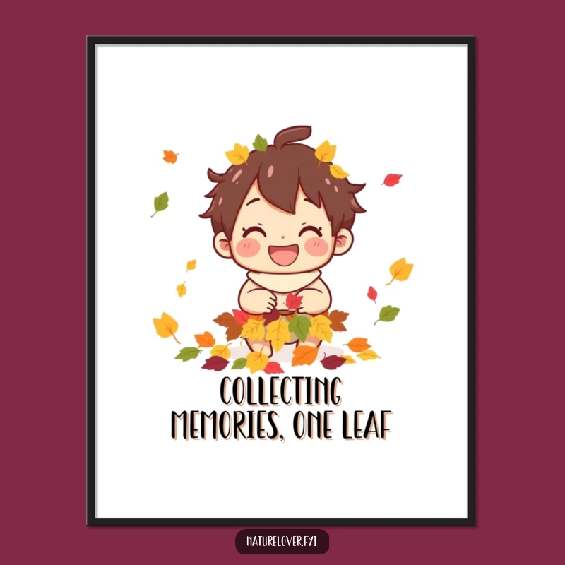 Free Printable Wall Art: Joyful Leaf Collector, Funny Whimsical Downloadable Decor