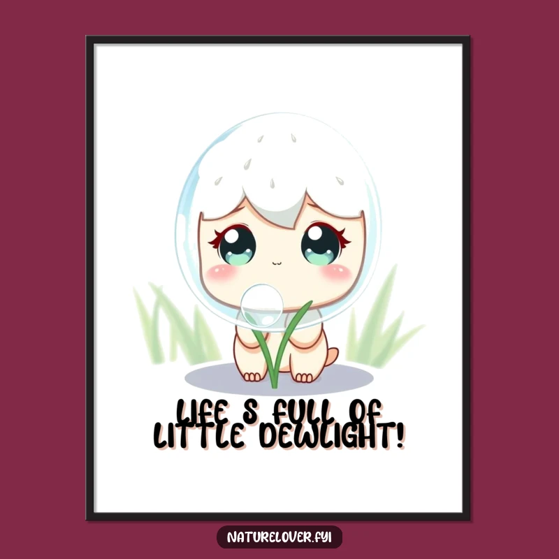 Free Printable Wall Art: Curious Dewdrop Watcher Funny Downloadable Art for Whimsical Decor