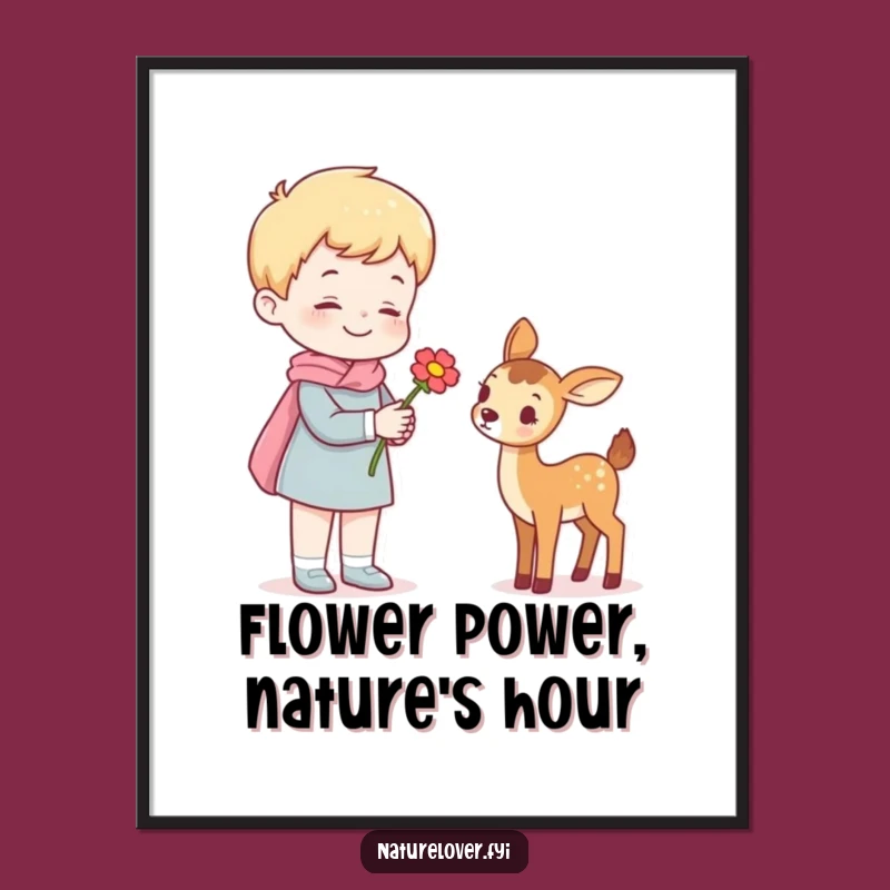 Free Printable Wall Art: Funny Flower Deer Print, Whimsical Downloadable Art for Cozy Decor