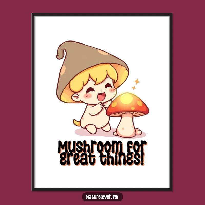 Free Printable Wall Art: Glowing Mushroom Discovery Funny Downloadable Art for Enchanted Decor