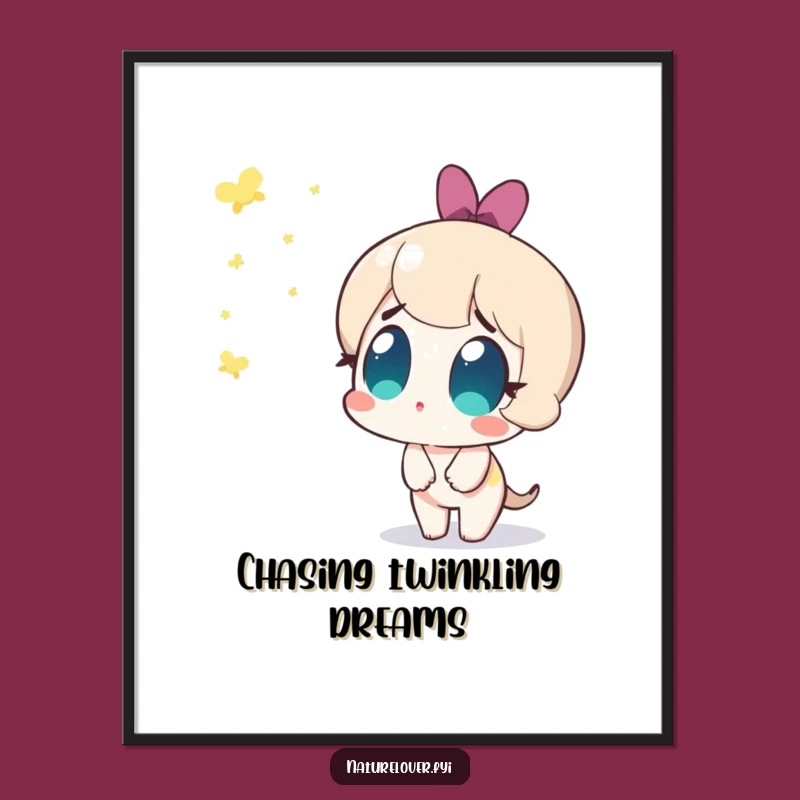 Funny Free Printable Wall Art: Amazed Firefly Watcher Character - Magical Decor Gift