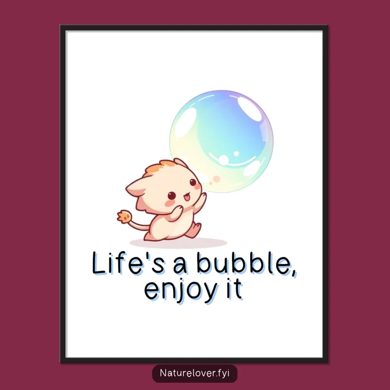 Funny Free Printable Wall Art: Bubble Chaser, Playful Downloadable Decor