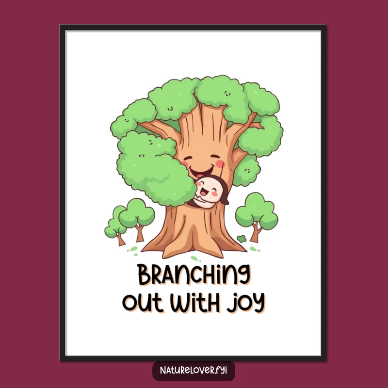 Funny Free Printable Wall Art: Character Tree Hug, Quirky Downloadable Decor
