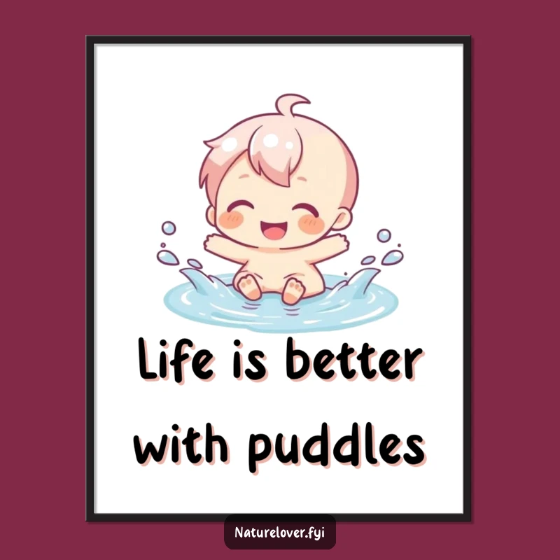Funny Free Printable Wall Art: Puddle Splash Joy, Downloadable Decor for Happy Vibes