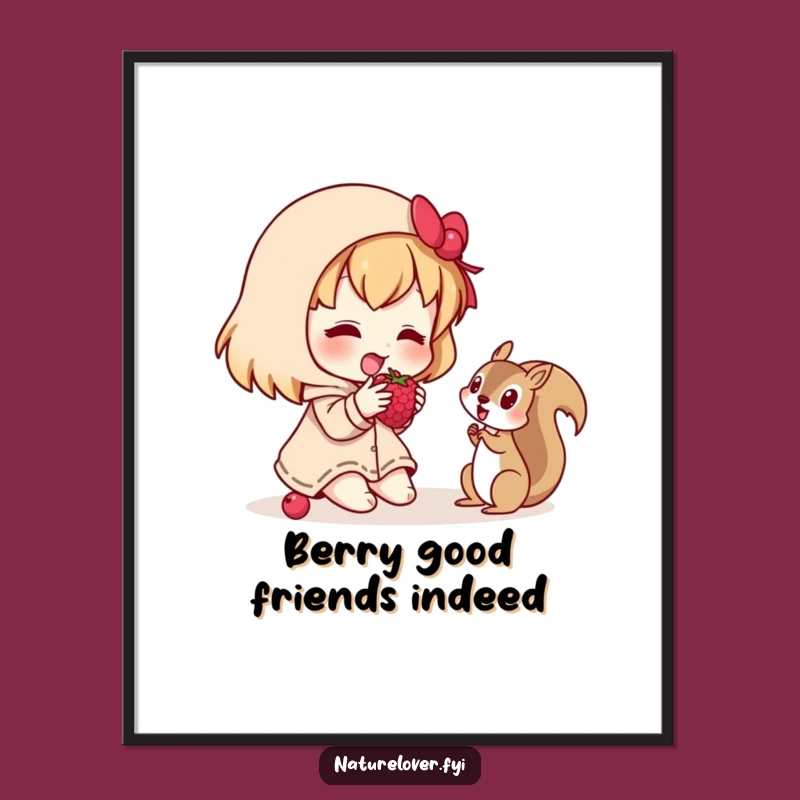 Funny Free Printable Wall Art: Sharing Character & Squirrel, Whimsical Downloadable Decor