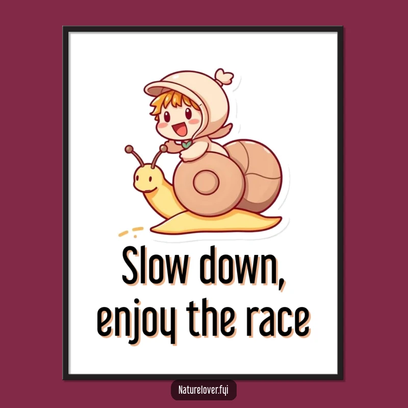 Funny Free Printable Wall Art: Snail Racing Champion, Whimsical Decor Downloadable Art