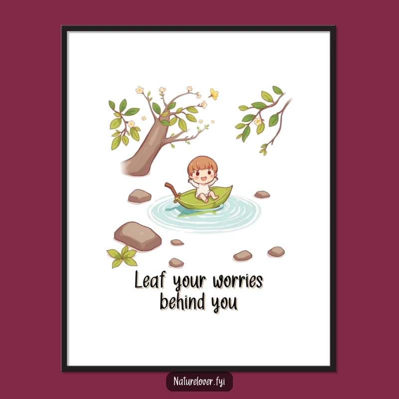 Free Printable Leaf Boat Art - Peaceful Downloadable Wall Decor
