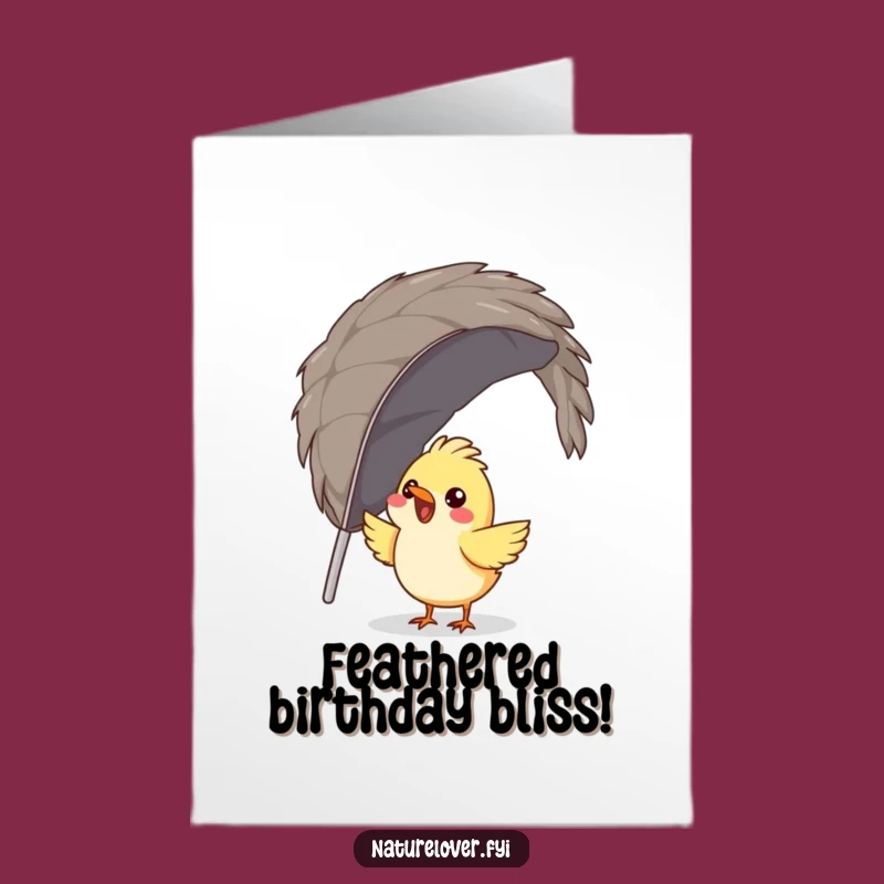 Free Printable Birthday Card: Bird Builds Nest with Giant Feather, Funny Gift