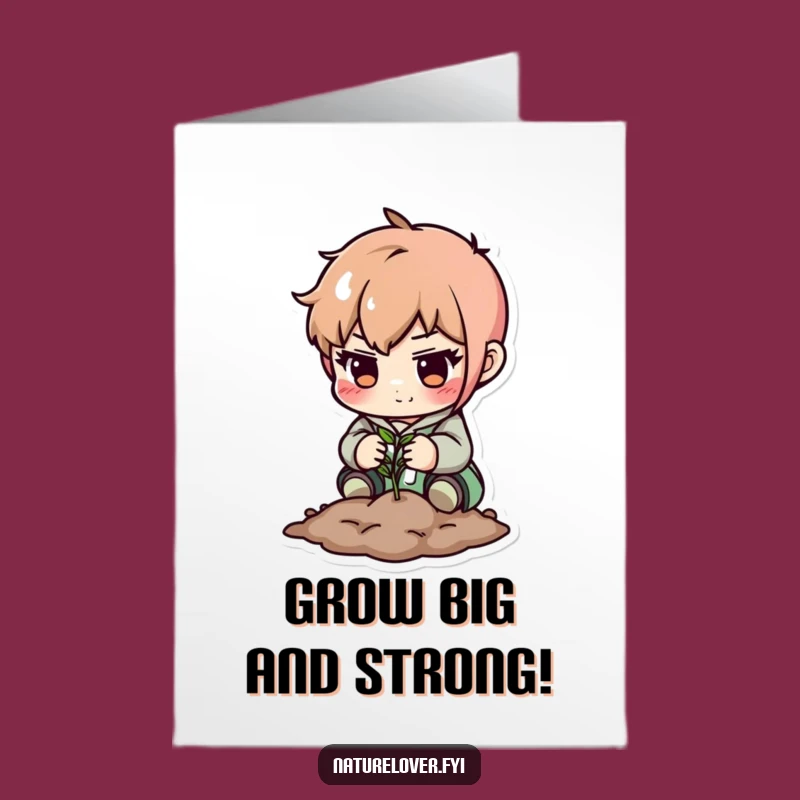 Free Printable Birthday Card: Determined Character Plants Seed Funny Downloadable Gift