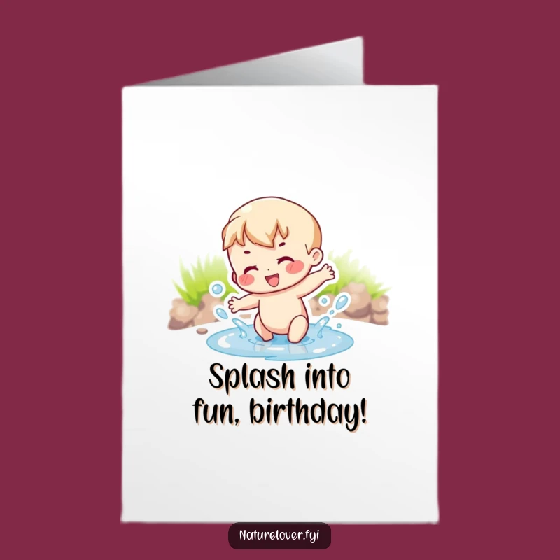 Free Printable Birthday Card: Puddle Splashing Character, Funny Downloadable Gift