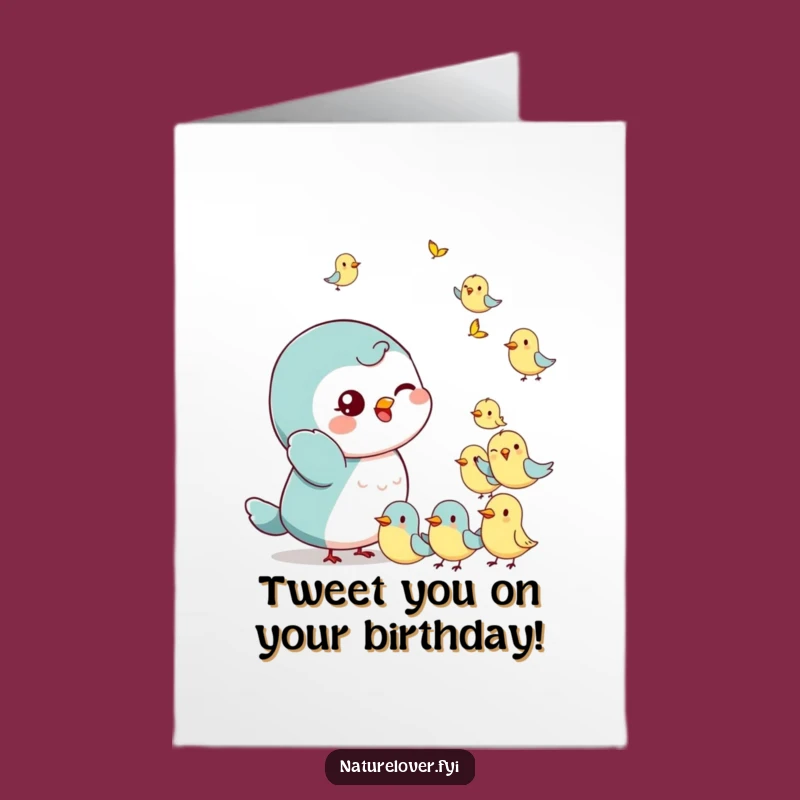 Free Printable Birthday Card: Winking Character Bird Flock Funny Downloadable Gift