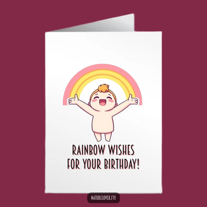 Free Printable Funny Birthday Card: Rainbow Beam Character, Joyful Downloadable Gift