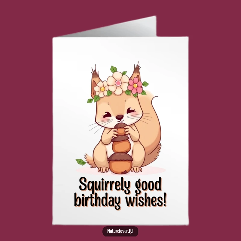 Free Printable Funny Birthday Card: Squirrel Acorn Balance, Hilarious Downloadable Gift