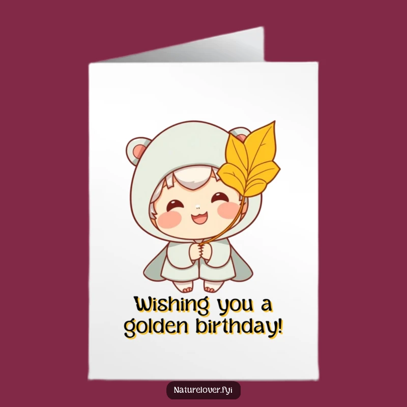 Free Printable Happy Birthday Leaf Card: Funny Downloadable Gift for Autumn Lovers