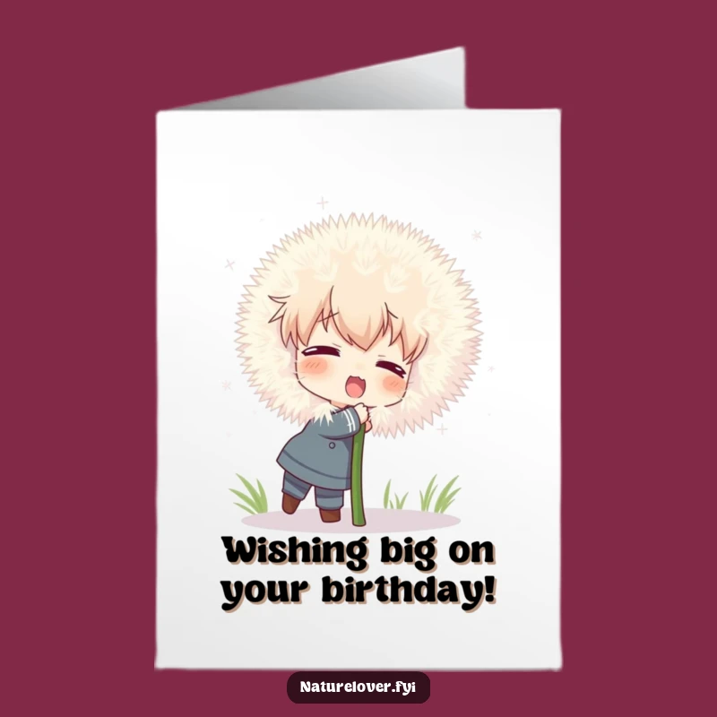 Free Printable Birthday Card: Dandelion Hug Character Funny Downloadable