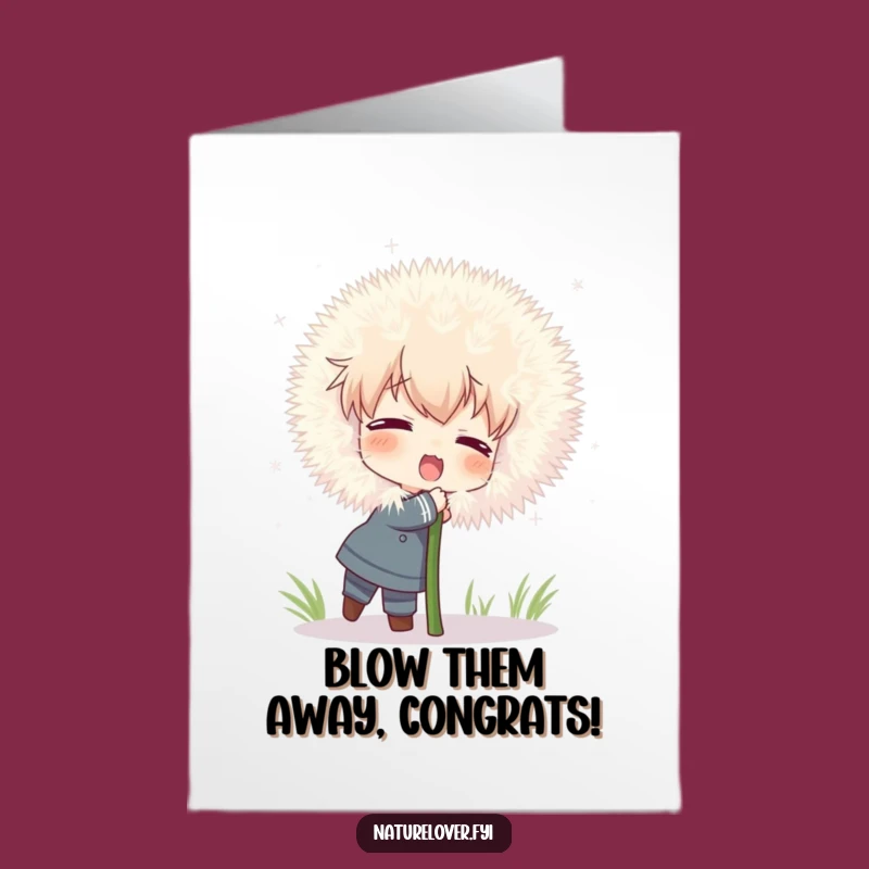 Free Printable Congrats Card: Dandelion Hug Character Funny Downloadable