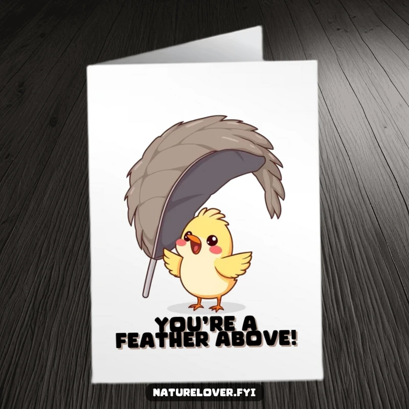 Funny Free Printable Congrats Card: Ambitious bird trying to construct a nest from a single monumental feather.