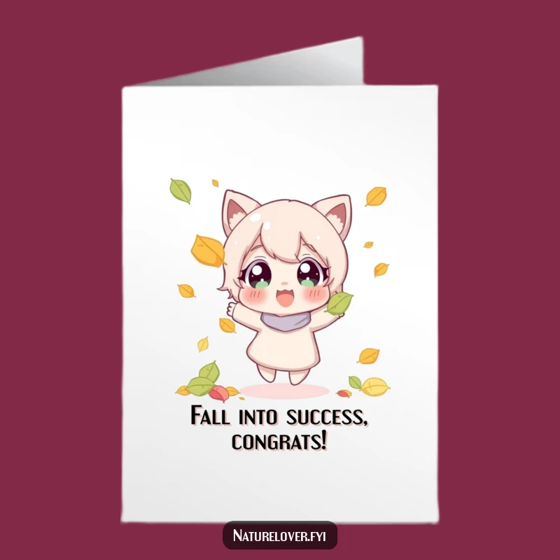 Free Printable Congrats Card: Falling Leaf Joy Character Funny Downloadable