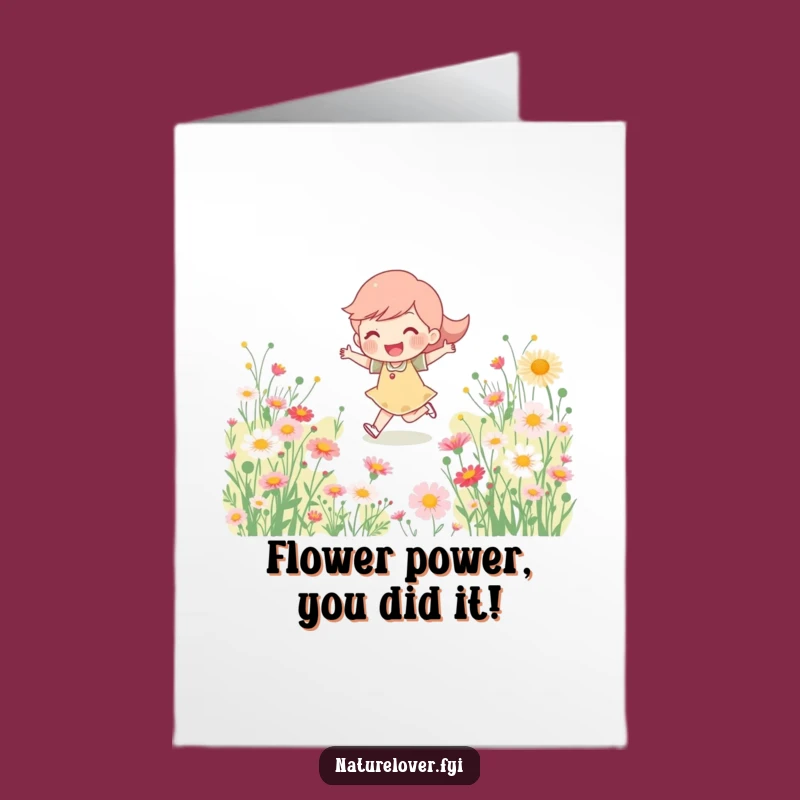 Free Printable Congrats Card: Happy Skipping Character - Cheerful Downloadable