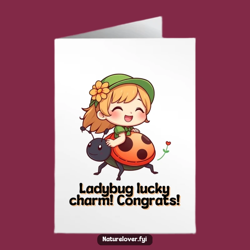 Free Printable Congrats Card: Ladybug Ride to Success, Humorous Downloadable Gift