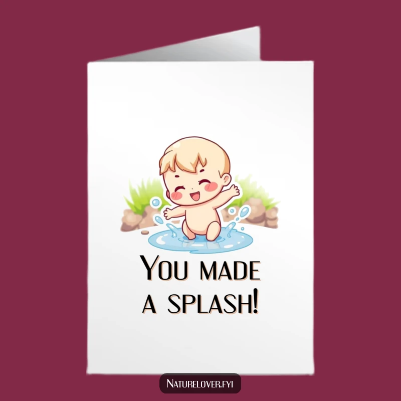 Free Printable Congrats Card: Puddle Splashing Character, Funny Downloadable Gift