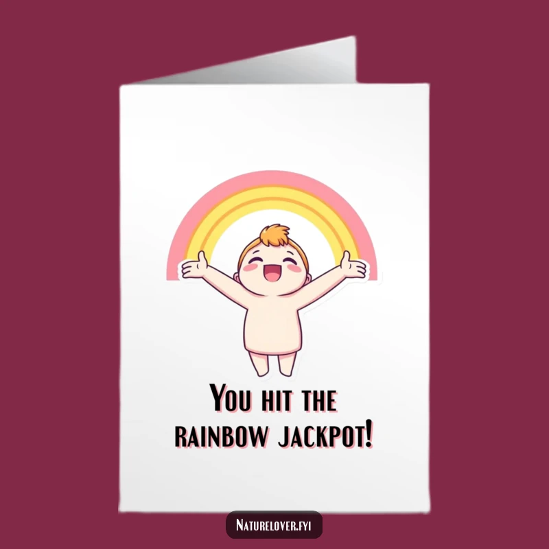 Free Printable Congrats Card: Rainbow Beam Character, Uplifting Downloadable Gift