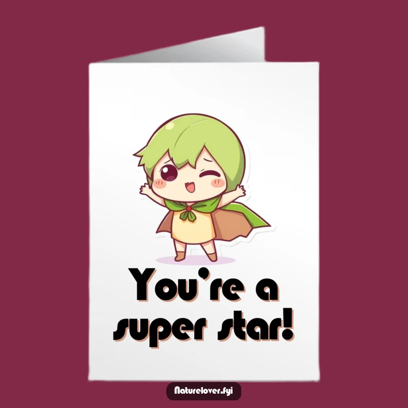 Free Printable Congrats Card: Leaf Cape Pose Humor Downloadable Gift