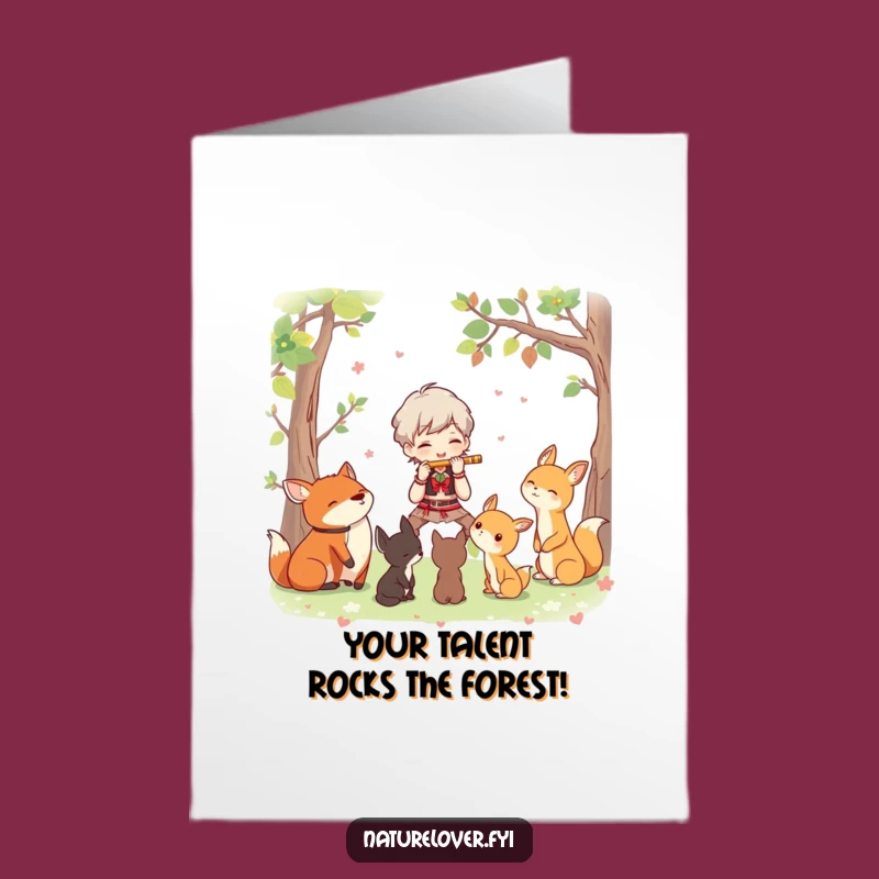 Free Printable Congrats Card: Flute Player Character, Harmonious Downloadable Gift