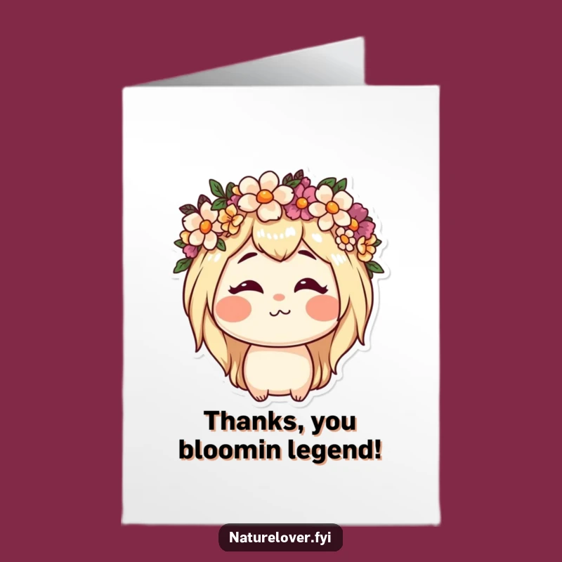 Free Printable Funny Thanks Card: Grinning Flower Crown