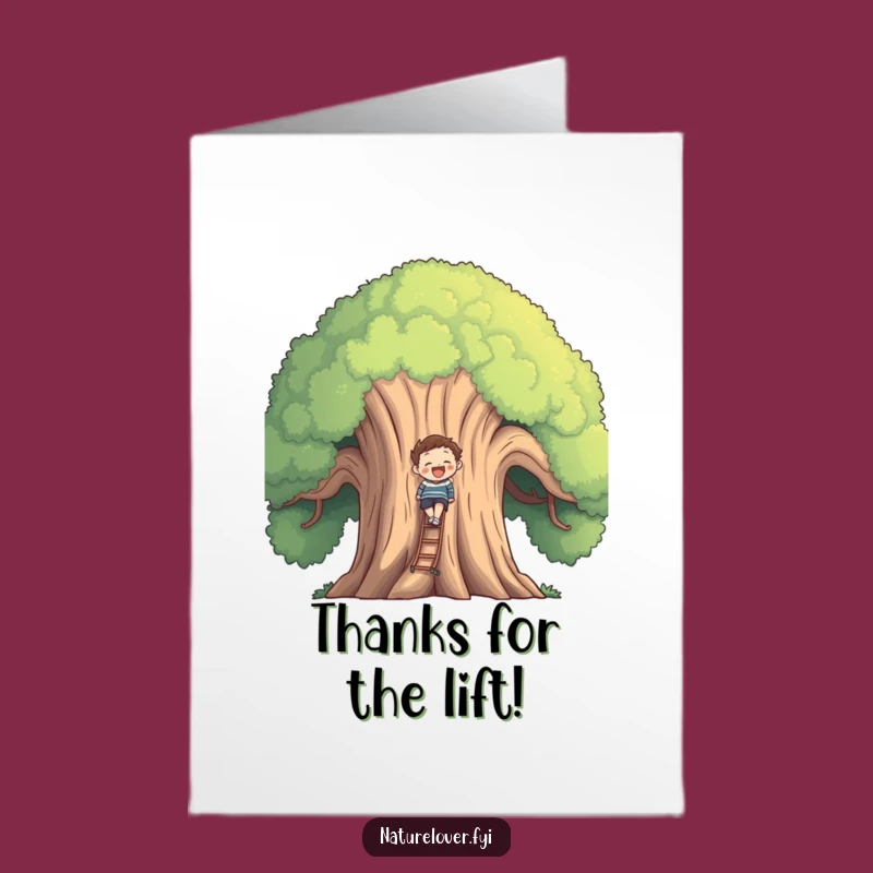 Free Printable Thank You Card: Climbing Tree Figure, Funny Downloadable Gift