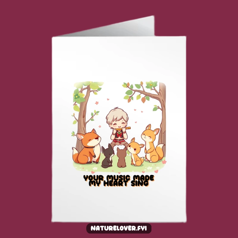 Free Printable Thank You Card: Flute Player Character, Grateful Woodland Gift