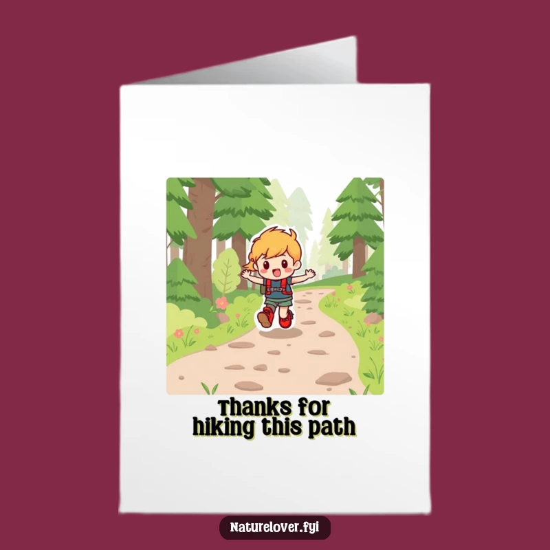 Free Printable Thank You Card: Happy Hiker Character Funny Downloadable