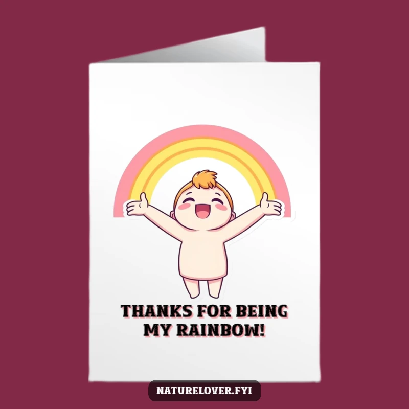 Free Printable Thank You Card: Rainbow Beam Character, Grateful Downloadable Gift