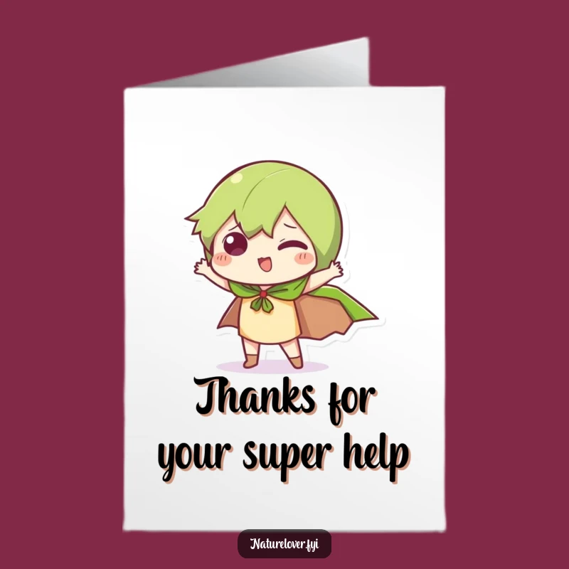 Funny Free Printable Thank You Card: Leaf Cape Pose Humor Downloadable