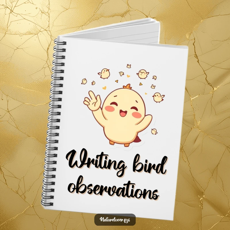 Funny Notebook: A happy character waves at a group of tiny birds, perfect for jotting down happy thoughts.