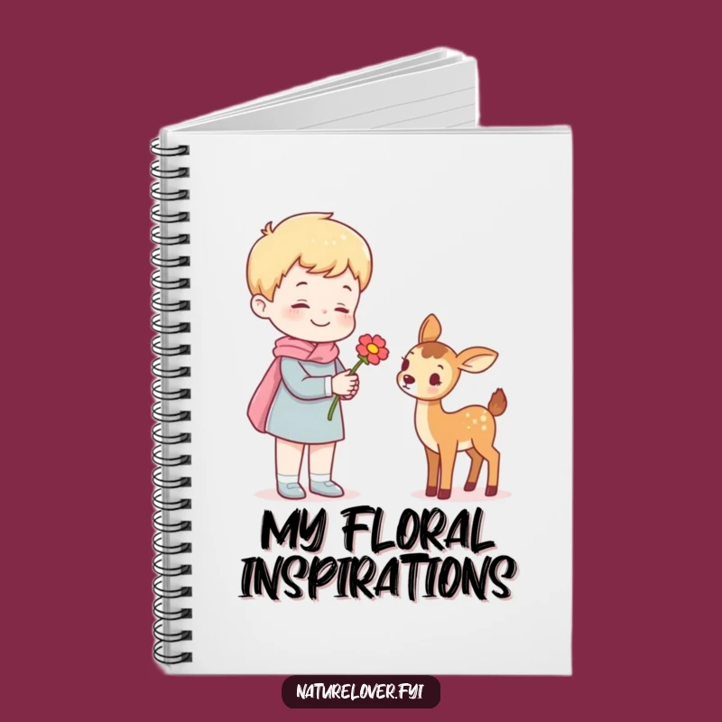 Funny Notebook: Cheerful Figure Gives Flower to Tiny Deer Friend