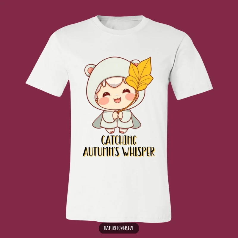 Funny Fall Leaf T-Shirt: Smiling Character Loves Gentle Breeze Gift