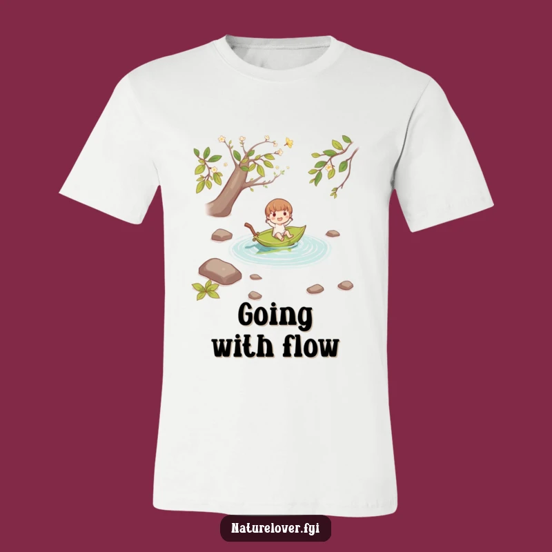 Funny Leaf Boat T-Shirt: Joyful Character's Stream Adventure, Perfect Relaxing Gift!