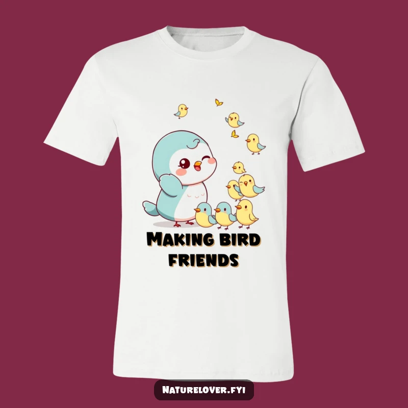 Funny Bird Wisher T-Shirt: Playful Character's Cheerful Flock Surprise Tee