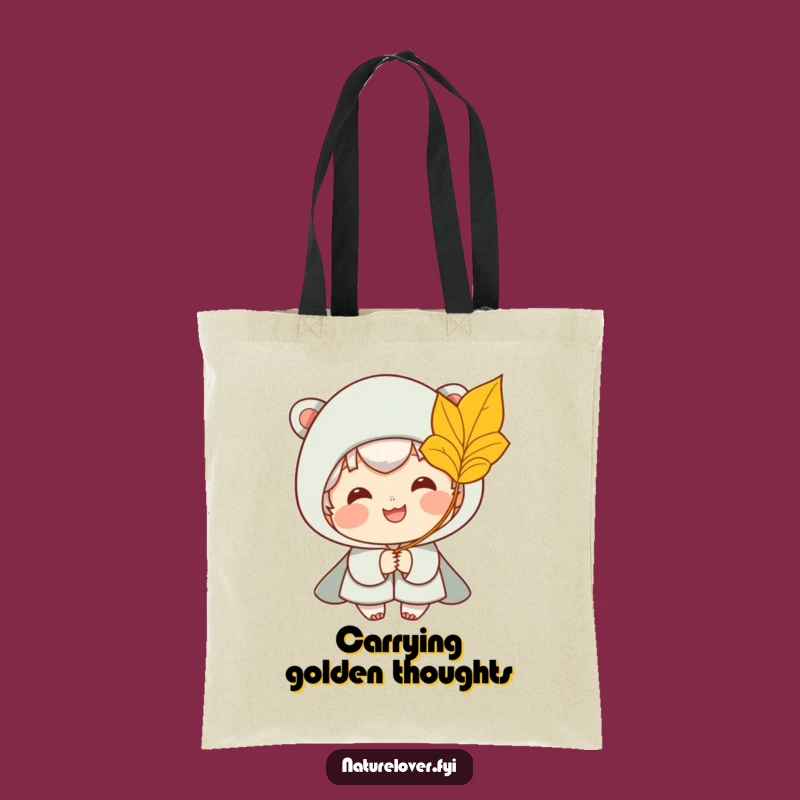 Funny Leaf Tote Bag: Smiling Character's Breezy Autumn Carry-all